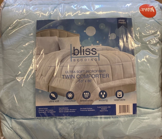 Bliss Letto,Ultra Morbido,Doppio Confortevoli - Microfibra 63 ￼” x86” - Lt Blu -