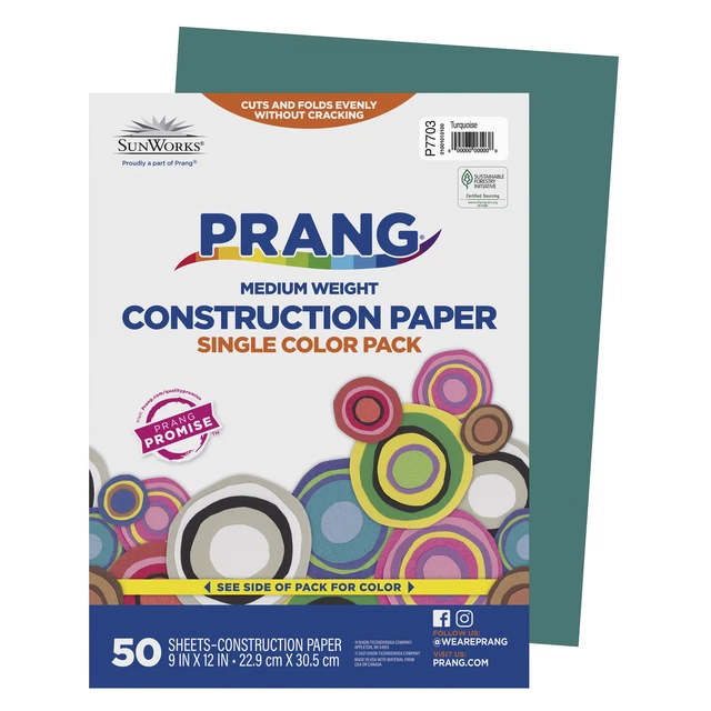Papel de construcción Prang de peso mediano, 9 x 12 pulgadas, turquesa, 50 hojas