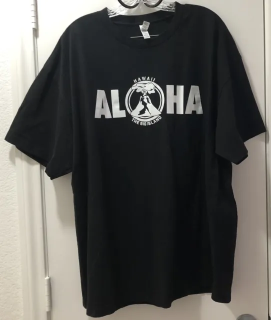 Men’s Size: 2XL  Black T-Shirt, Aloha, Hawaii,  The Big Island, Short Sleeve