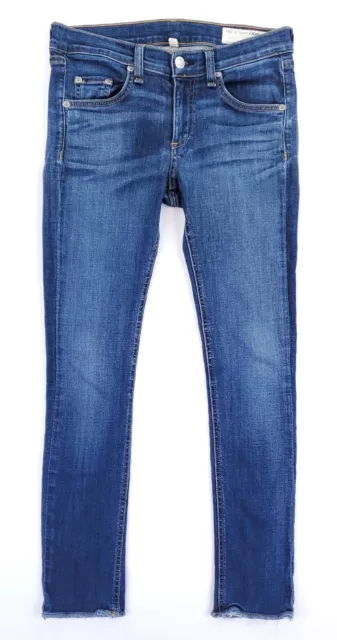 rag & bone Women's Size 26 Capri Skinny Raw Hem Denim Jeans in Orson Wash Blue