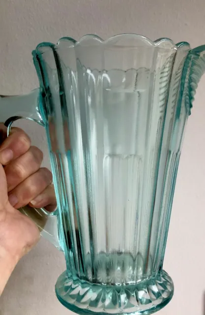 Vintage rare blue/green glass pitcher jug.