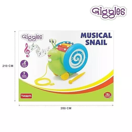 Funskool Giggles, 3 In 1 Pull Along Musical Snail, Xylophone, Baby toys 2