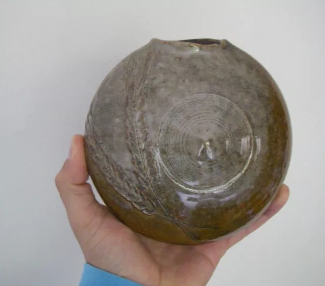 ⌀15CM / VINTAGE très belle bouquetière signée CHRISTAIN ASSEL en grès vernissé