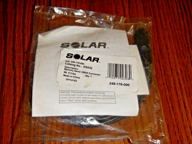 Solar ESA30 OBD II 2 Vehicle Memory Saver Cable Connector For Jump Starters NIP