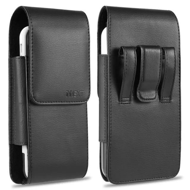 Vertical Leather Pouch Case Cover Belt Clip Holster For Large XL Phones Otterbox