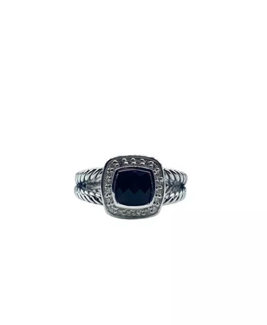David Yurman Petite Albion Ring With Black Onyx And Diamonds Size 9 2