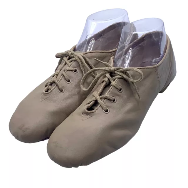 Capezio Jazz Oxford Dance Shoes Lace Up Split Sole Caramel 9.5 Theatre Leather