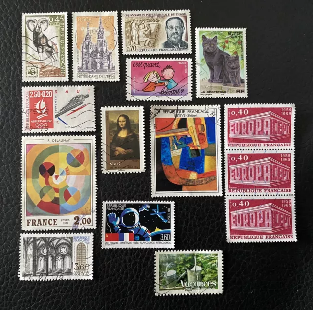 Lot de 15 timbres anciens de France années diverses - Stamps Briefmarken - P8