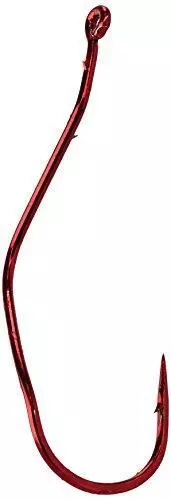 Mustad Slow Death Aberdeen Bent Shank Hook-Red 10 Ct Size 1