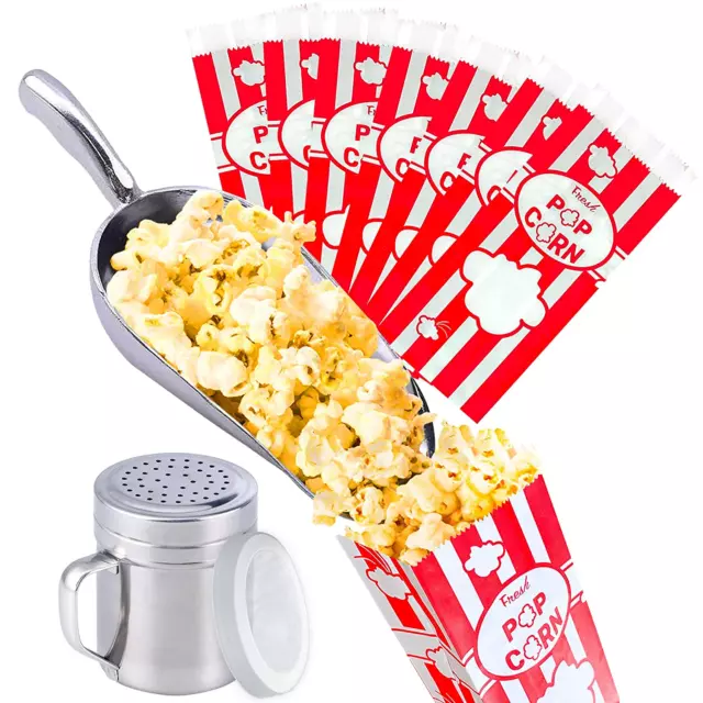 Aluminium Popcorn Scoop - Popcorn Salt Shaker - [75 Pcs] 1Oz Popcorn Bags Bundle