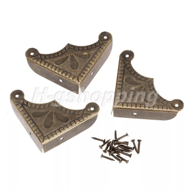 12Pcs Vintage Bronze Corner Bracket Jewelry Wine Gift Box Corner Protector Guard