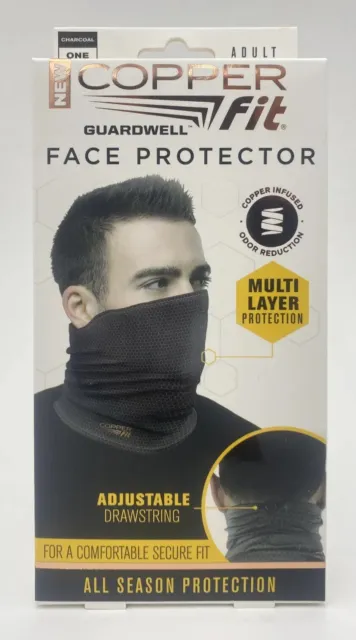Copper Fit Guardwell Face Protector Mask Gaitor Black Charcoal Washable Reusable