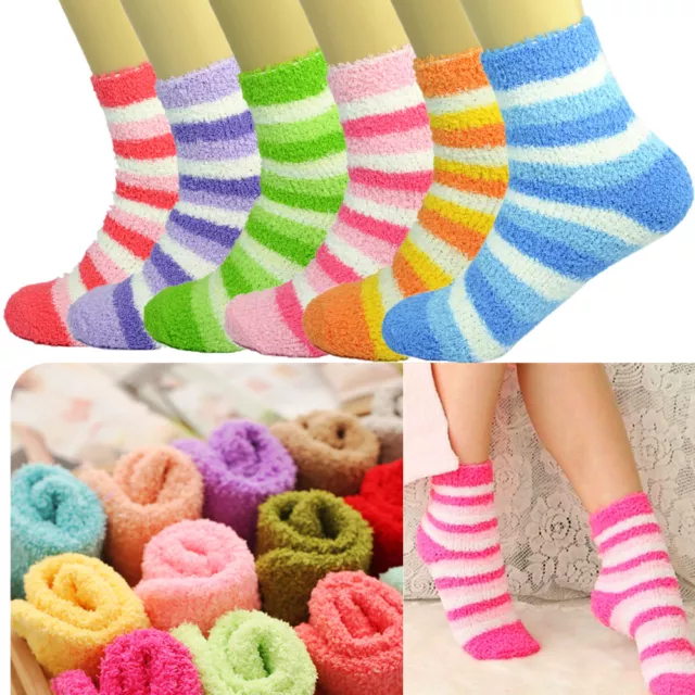 240 Pairs Wholesale Lot Womens Colorful Soft Fuzzy Crew Slipper