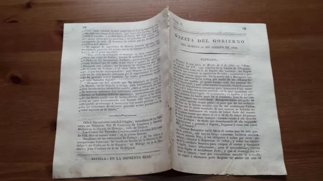 Núm. 9 Gazeta del Gobierno del Martes 22 de Agosto de 1809, Gerona Monjuich.....