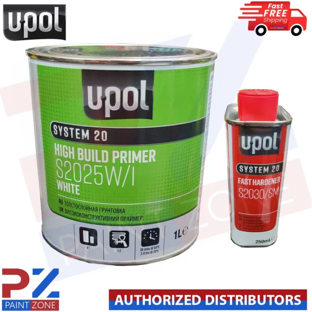 Upol High Build Primer S2025W/1 Weiss 1L - Mit Schnellhärter S2030/Sm 1,25L Kit