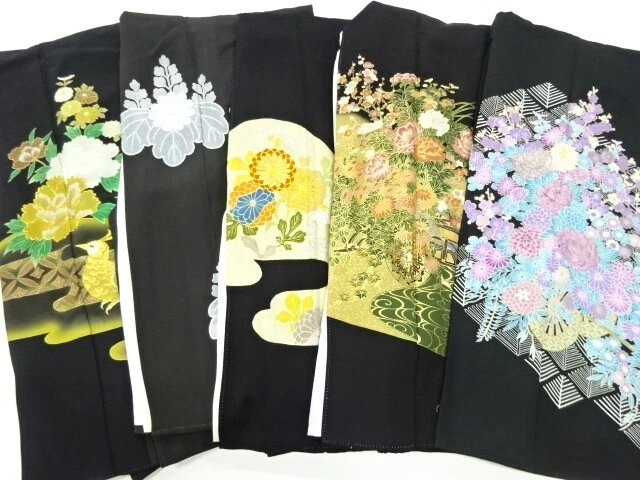 45265# Japanese Kimono / Antique Tomesode / Set Of 5