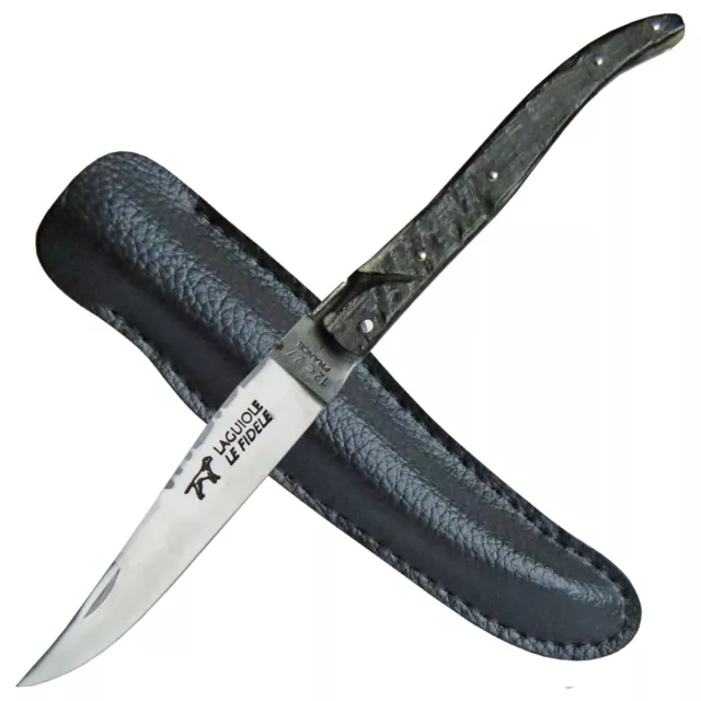 Coutellerie Le Fidele Laguiole Taschenmesser, Widderhorn Griff inkl. Lederetui