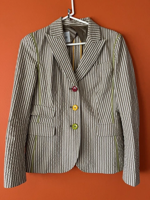 MOSCHINO CHEAP & CHIC Brown / White Striped Blazer • Seersucker  US 8  • I 42