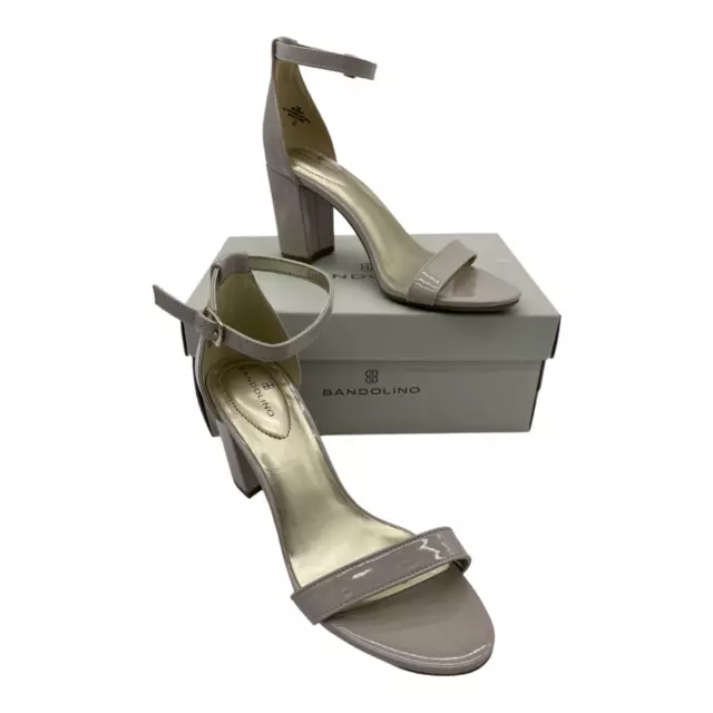 Bandolino Womens Armory Sandal Heel Beige Ankle Strap Buckle High 7.5 M New