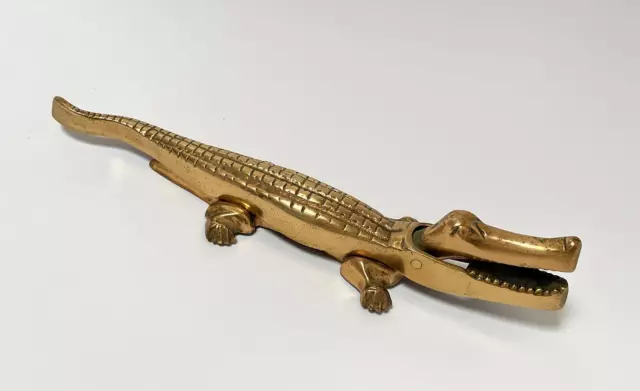 Crocodile Nut Cracker Superb Large Vintage Solid Brass - Great Example