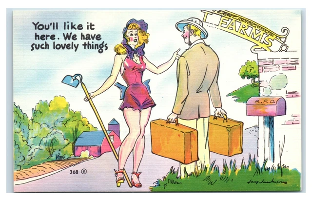 Postcard "You'll like it here We Have Such Lovely Things risque comic unused W23