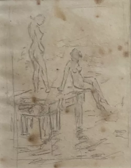 Norman Lindsay.  Original Pencil Drawing. Sketch At The Pier