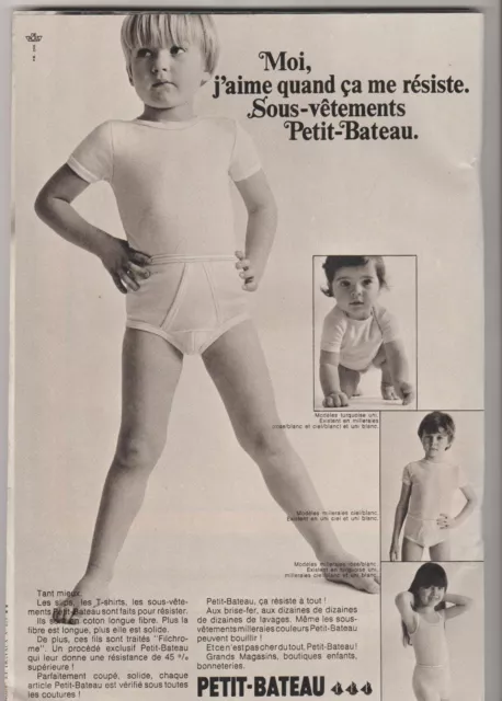 Publicité de presse Sous-Vêtements enfants Petit-Bateau French Press Ad 1969