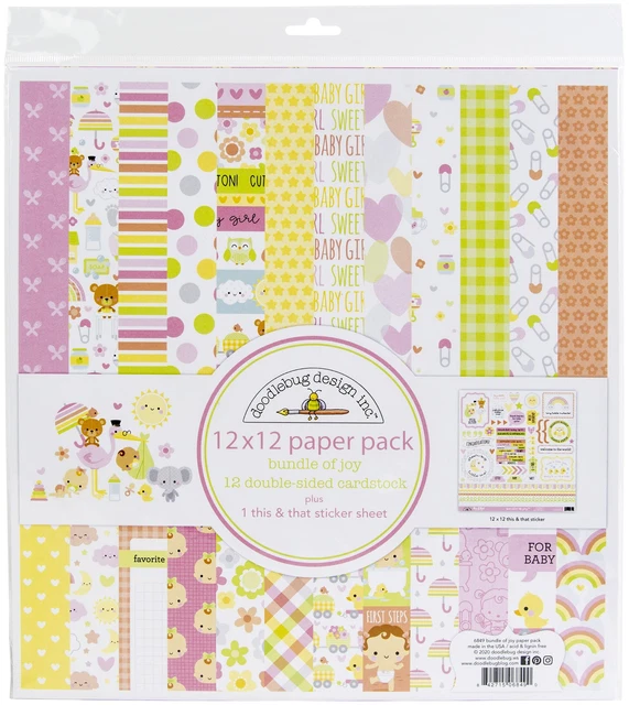 "Paquete de papel de doble cara Doodlebug 12""X12"" 12/paquete de alegría -DB6849