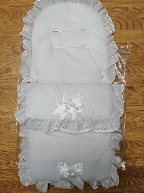 Baby  girls  / boys all  White Large Ribbon bows  Foot Muff Cosy Toes Pram buggy
