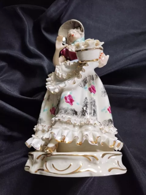 Antique "Meissen" Style Porcelain Figurine. Beautiful Vibrant Colors. Rare Find!