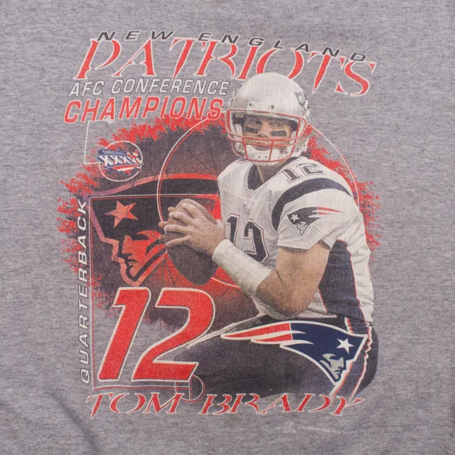 Vintage NFL New England Patriots Sweatshirt XL Tom Brady Grey Roundneck Jumper 5