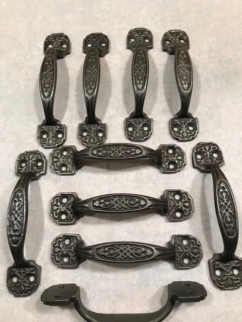 TEN (10) CAST IRON Ornate  Vintage Style Cabinet Drawer Handles Pulls