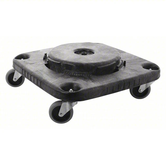 Rubbermaid FG353000BLA Square Trash Container Dolly, 300 lb Load Capacity, PK 2