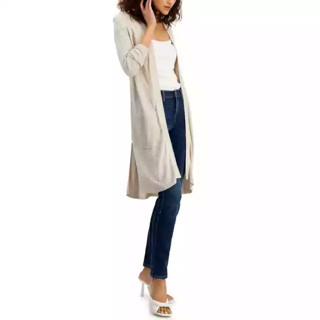 INC International Concepts Ribbed Duster Cardigan Heather Oatmeal NWT $70 XLarge