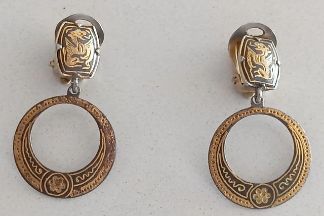 Boucles D'oreilles Clip En Nacre Vintage 1950 - Motif Poissons - Neuf Avec étiquettes