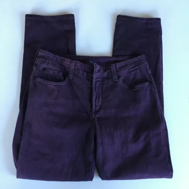 NYDJ Not Your Daughters Jeans COATED ELDERBERRY PURPLE Skinny Petite Sz 8P Pants 2