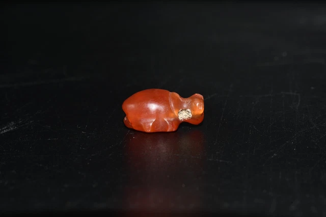 Genuine Ancient Burmese Pyu Culture Carnelian Carved Turtle Bead Amulet 3
