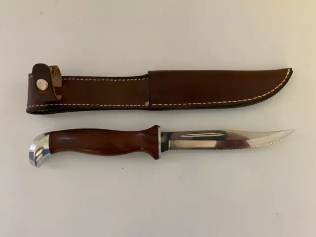 1960's Cutco 1069 High Carbon Stainless Full Hidden Tang Straight Edge  Hunting Outdoor Fishing Survival Tactical Knife and Leather Sheath 
