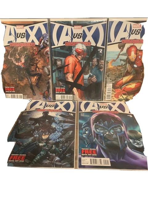 NEW! Lot of 5 Marvel Comics: A vs. X: CONSEQUENCES, #s 1-5, 2012, Bagged/Boarded