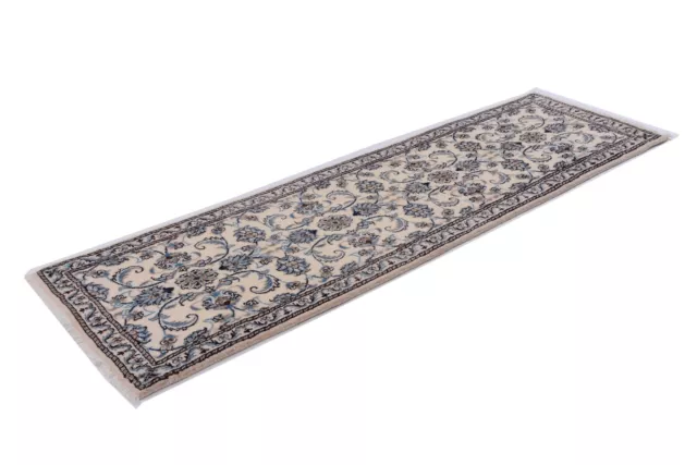 Naïn Tapis D'Entrée 246 X 74 CM Noué à la Main D'Orient Persan Floral Beige, Neu