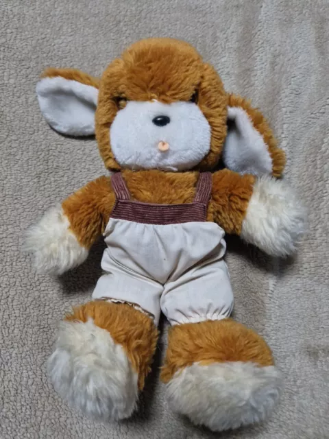 Doudou Peluche Lapin Vintage Beige Marron Blanc Joual