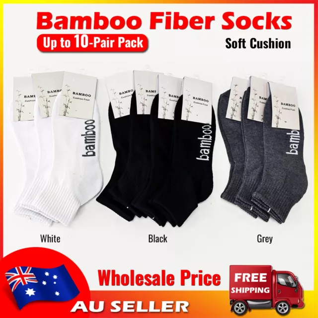 3/10 Pairs Bamboo Socks Ankle Low Cut Cushion Work Sport School Odor Resistant