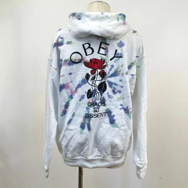 Obey Women's Hoodie Sweatshirt Soft Demand 2 White/Purple Tie Dye Size S NEW