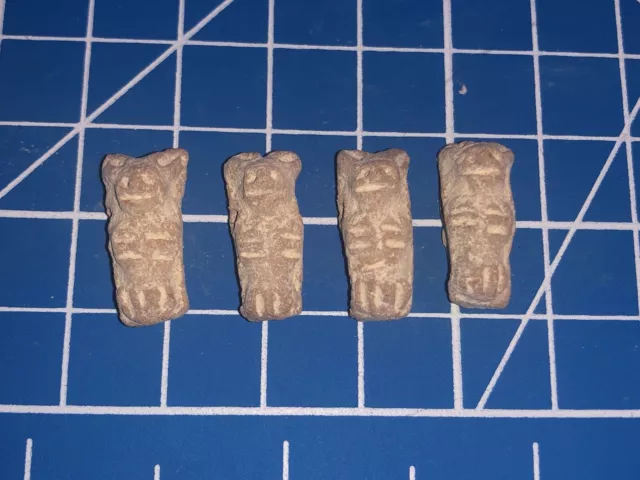 4 Carved South American Native Taino Stone Fetish Effigy Beads / Pendants