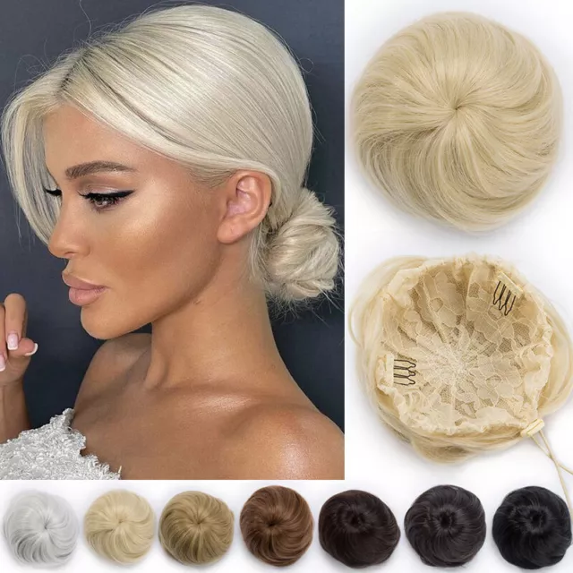 Drawstring Hair Bun Scrunchies Clip In Synthetic Updo Hair Piece Real Natural UK