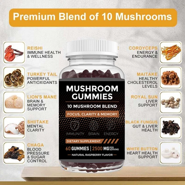 MUSHROOM EXTRACT COMPLEX Gummies Brain Booster Improve Focus, Memory Support £11.28 PicClick UK