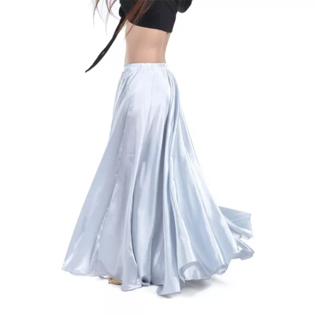 Belly Dance Shining Satin Long Skirt Swing Dancing Skirt Indian Dance Sun Skirt 3