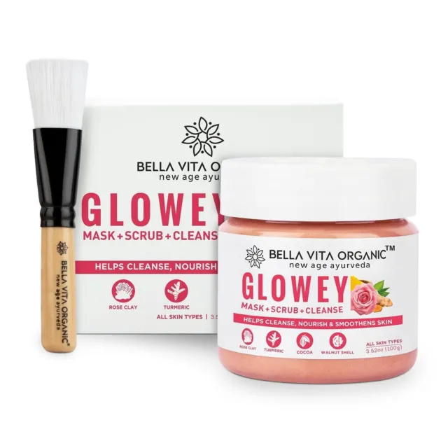 Bella Vita Organic Glowey Face Pack, exfoliante y lavado facial para una...