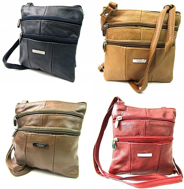 Femmes Petit Véritable Lorenz Cuir Croisé Bandoulière Double Poche Sac à Main