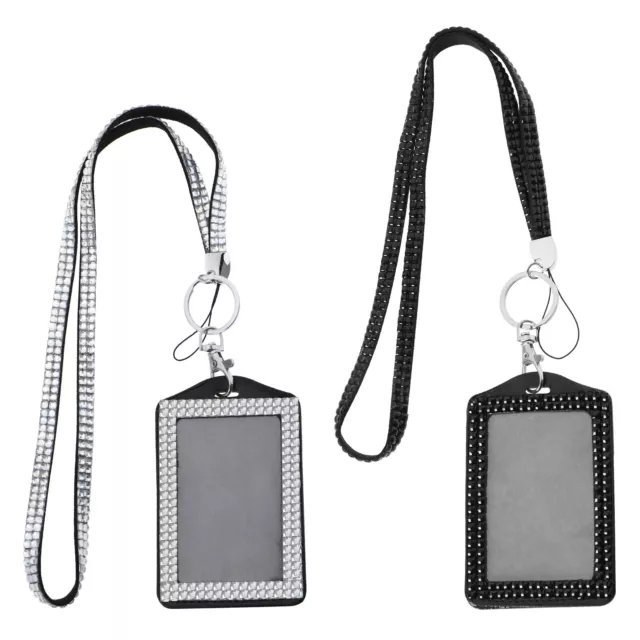 Rhinestone Bling Crystal Lanyard ID Badge Cell Phone Retractable Reel Holder  Key